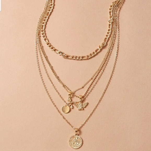 *Glory* Layered Gold Charm Necklace - Picture 3 of 3